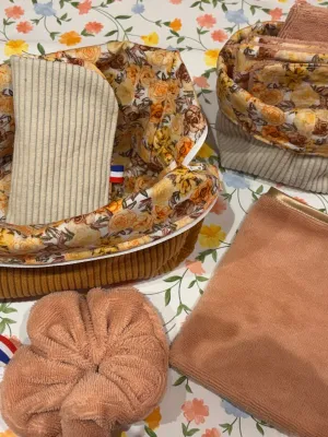 Lingettes Démaquillantes Lavables Coton – Lot 6 + Panier – Faites Main France