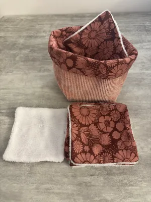 Lingettes Démaquillantes Lavables Coton – Lot 6 + Panier – Faites Main France